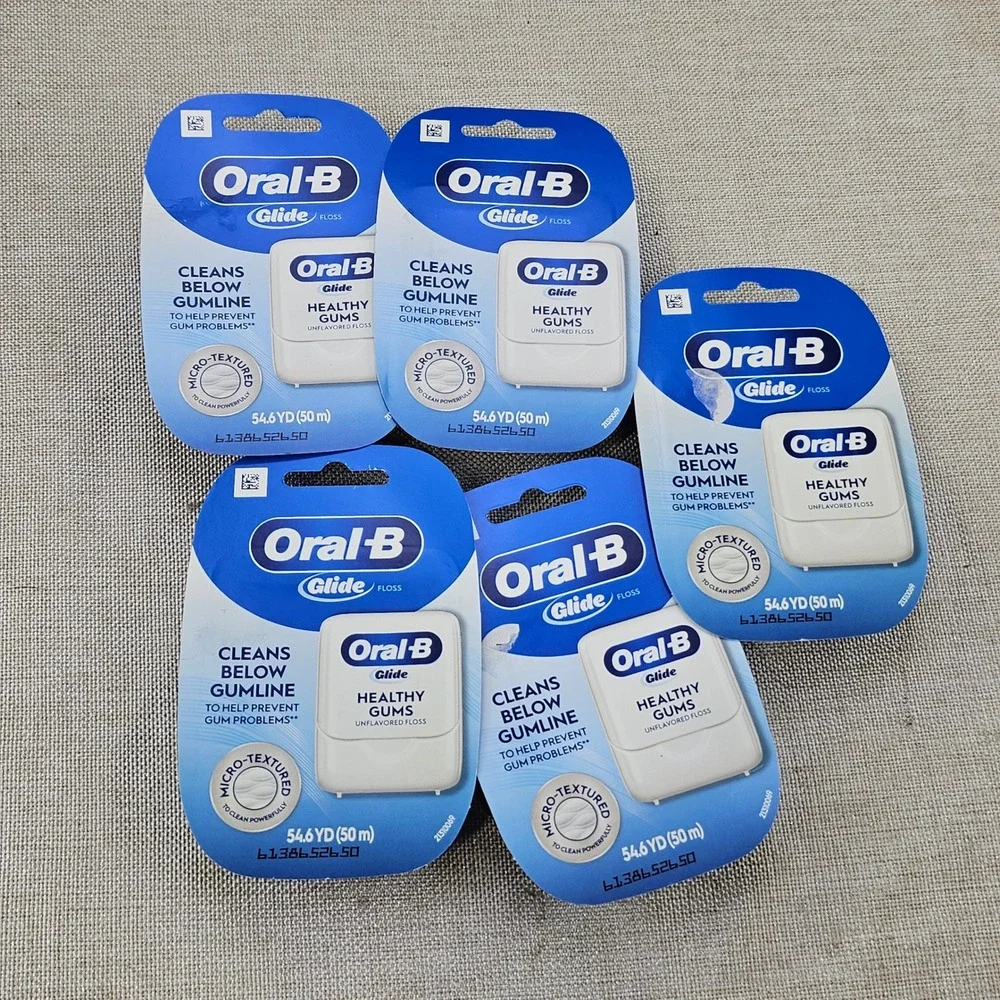 Oral-B Glide Healthy Gums Floss Unflavored 54.6YD Dental Micro Textured 5 pack